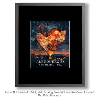 Night Flight - Albuquerque Souvenir Wall Art Prints – 8″x10″ Artwork for 11″x14″ Frame