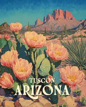 Blooming Prickly Pear - Tucson Arizona Art Prints – 8″x10″ Artwork for 11″x14″ Frame