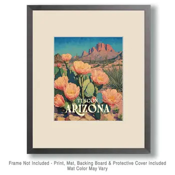 Blooming Prickly Pear - Tucson Arizona Art Prints – 8″x10″ Artwork for 11″x14″ Frame