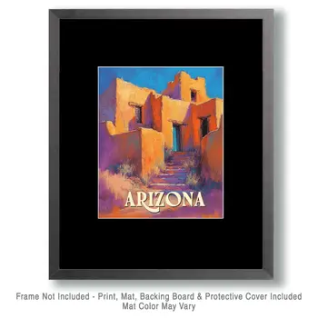 Pastel Pueblo - Arizona Art Prints – 8″x10″ Artwork for 11″x14″ Frame
