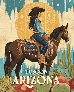 BOHO Cowgirl - Tucson Arizona Art Prints – 8″x10″ Artwork for 11″x14″ Frame