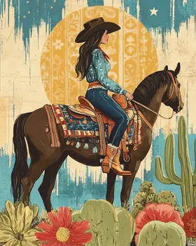 BOHO Cowgirl - Western and Southwestern Art Prints – 8″x10″ Artwork for 11″x14″ Frame