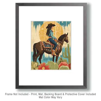BOHO Cowgirl - Western and Southwestern Art Prints – 8″x10″ Artwork for 11″x14″ Frame