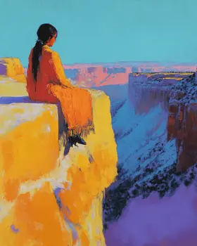 Cliffside Contemplation - Western and Southwestern Art Prints – 8″x10″ Artwork for 11″x14″ Frame