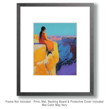 Cliffside Contemplation - Western and Southwestern Art Prints – 8″x10″ Artwork for 11″x14″ Frame
