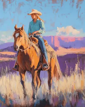 High Desert Cowgirl - Western and Southwestern Art Prints – 8″x10″ Artwork for 11″x14″ Frame