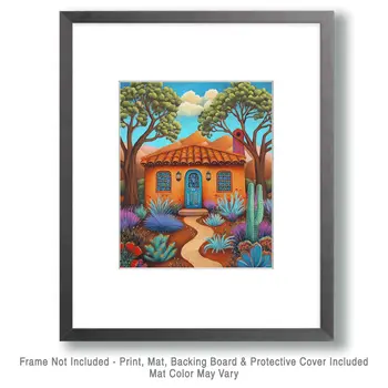 Adobe Abode - Western and Southwestern Art Prints – 8″x10″ Artwork for 11″x14″ Frame