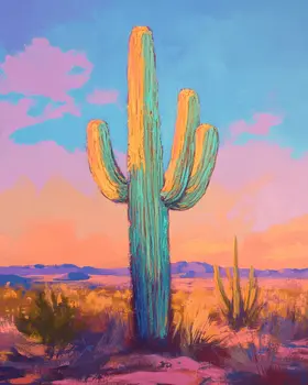 Neon Saguaro Poster - Western and Southwestern Art Prints – 8″x10″ Artwork for 11″x14″ Frame