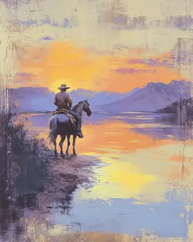 Cowboy on the Range - Western and Southwestern Art Prints – 8″x10″ Artwork for 11″x14″ Frame