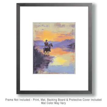Cowboy on the Range - Western and Southwestern Art Prints – 8″x10″ Artwork for 11″x14″ Frame