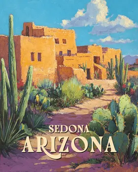 Adobe Desert Home - Sedona Arizona Art Prints – 8″x10″ Artwork for 11″x14″ Frame