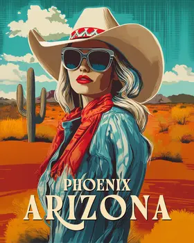 Arizona Cowgirl - Southwestern Art Prints – 8″x10″ Artwork for 11″x14″ Frame