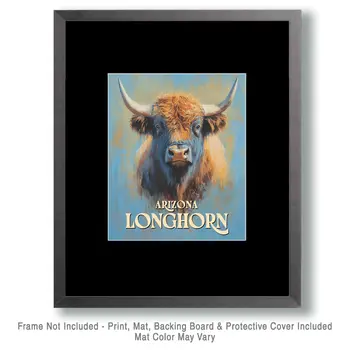 Arizona Longhorn - Southwestern Art Prints – 8″x10″ Artwork for 11″x14″ Frame
