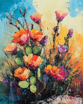 Desert Cactus - Western and Southwestern Art Prints – 8″x10″ Artwork for 11″x14″ Frame