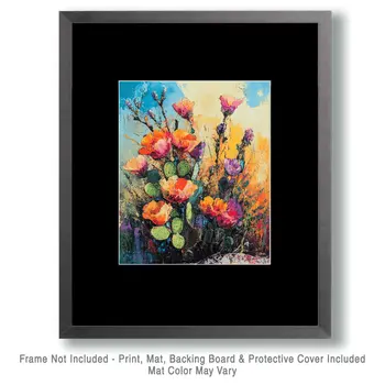 Desert Cactus - Western and Southwestern Art Prints – 8″x10″ Artwork for 11″x14″ Frame