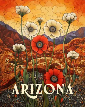 Nouveau Desert Flowers - Arizona Art Prints – 8″x10″ Artwork for 11″x14″ Frame