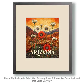 Nouveau Desert Flowers - Arizona Art Prints – 8″x10″ Artwork for 11″x14″ Frame