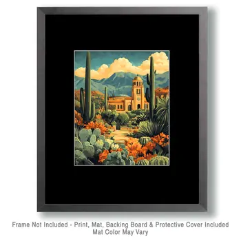 Desert Church - Western and Southwestern Art Prints – 8″x10″ Artwork for 11″x14″ Frame