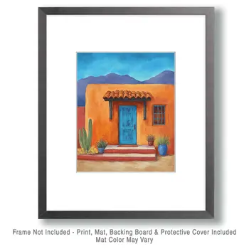 Adobe Home - Western and Southwestern Art Prints – 8″x10″ Artwork for 11″x14″ Frame