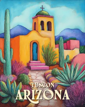Adobe Church - Tucson Arizona Art Prints – 8″x10″ Artwork for 11″x14″ Frame