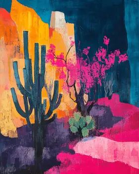 Abstract Desert - Western and Southwestern Art Prints – 8″x10″ Artwork for 11″x14″ Frame