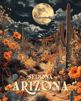 Full Moon Desert Night - Sedona Arizona Art Prints – 8″x10″ Artwork for 11″x14″ Frame