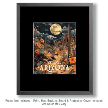 Full Moon Desert Night - Sedona Arizona Art Prints – 8″x10″ Artwork for 11″x14″ Frame