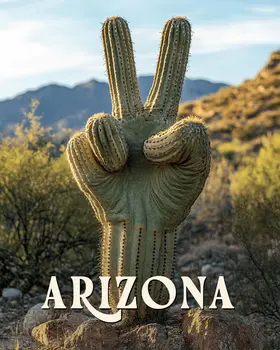 Saguaro Peace Sign - Arizona Art Prints – 8″x10″ Artwork for 11″x14″ Frame