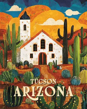 Arizona Folk Art Church - Tucson Arizona Art Prints – 8″x10″ Artwork for 11″x14″ Frame