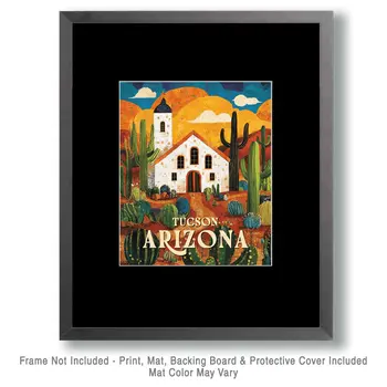 Arizona Folk Art Church - Tucson Arizona Art Prints – 8″x10″ Artwork for 11″x14″ Frame