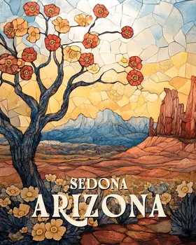 Art Deco Desert Flora - Sedona Arizona Art Prints – 8″x10″ Artwork for 11″x14″ Frame