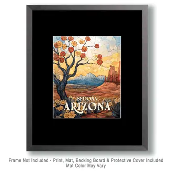 Art Deco Desert Flora - Sedona Arizona Art Prints – 8″x10″ Artwork for 11″x14″ Frame