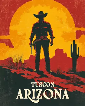 Gunfighter Silhouette - Tucson Arizona Art Prints – 8″x10″ Artwork for 11″x14″ Frame
