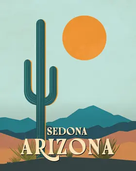 Minimalist Saguaro - Sedona Arizona Art Prints – 8″x10″ Artwork for 11″x14″ Frame