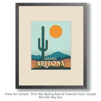 Minimalist Saguaro - Sedona Arizona Art Prints – 8″x10″ Artwork for 11″x14″ Frame