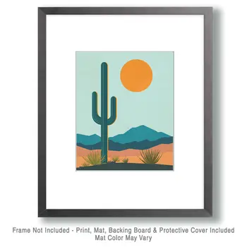 Minimalist Saguaro - Western and Southwestern Art Prints – 8″x10″ Artwork for 11″x14″ Frame