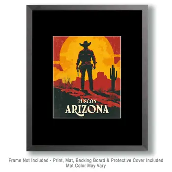 Gunfighter Silhouette - Tucson Arizona Art Prints – 8″x10″ Artwork for 11″x14″ Frame