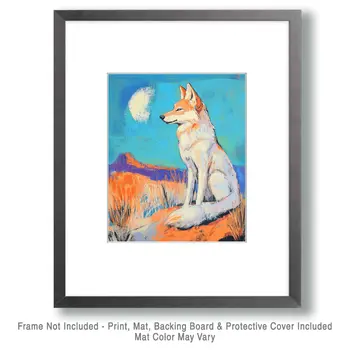 El Coyote - Western and Southwestern Art Prints – 8″x10″ Artwork for 11″x14″ Frame
