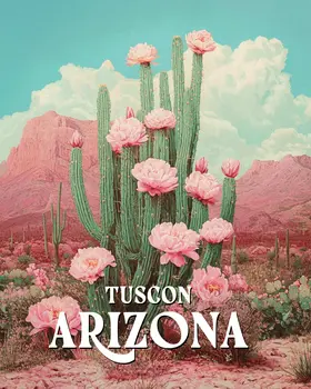 Blooming Cactus - Tucson Arizona Art Prints – 8″x10″ Artwork for 11″x14″ Frame