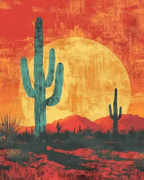 Vintage Arizona Poster - Western and Southwestern Art Prints – 8″x10″ Artwork for 11″x14″ Frame