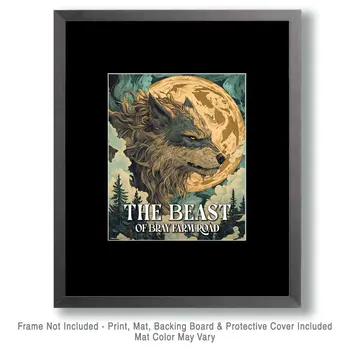 Beast of Bray Farm Road - Cryptids Cryptozoology Wall Art Prints – 8″x10″ Artwork for 11″x14″ Frame