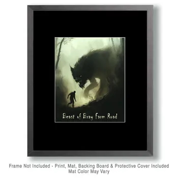 Beast of Bray Farm Road Encounter - Cryptids Cryptozoology Wall Art Prints – 8″x10″ Artwork for 11″x14″ Frame