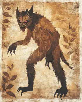 Beast of Bray Farm Road Folk Art Style - Cryptids Cryptozoology Wall Art Prints – 8″x10″ Artwork for 11″x14″ Frame