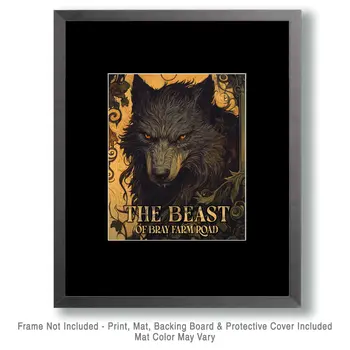 Wolf-Like Beast of Bray Farm Road - Cryptids Cryptozoology Wall Art Prints – 8″x10″ Artwork for 11″x14″ Frame