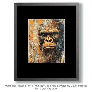 Grunge Sasquatch - Bigfoot - Mythical Beasts Wall Art Prints – 8″x10″ Artwork for 11″x14″ Frame