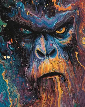 Abstract Anger Sasquatch - Bigfoot - Mythical Beasts Wall Art Prints – 8″x10″ Artwork for 11″x14″ Frame