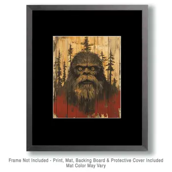 Folk Art Sasquatch - Bigfoot - Mythical Beasts Wall Art Prints – 8″x10″ Artwork for 11″x14″ Frame