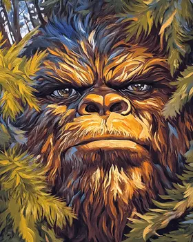 Peek-a-Boo Sasquatch - Bigfoot - Mythical Beasts Wall Art Prints – 8″x10″ Artwork for 11″x14″ Frame