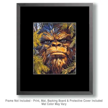 Peek-a-Boo Sasquatch - Bigfoot - Mythical Beasts Wall Art Prints – 8″x10″ Artwork for 11″x14″ Frame