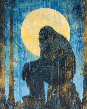 Sasquatch Thinker - Bigfoot - Mythical Beasts Wall Art Prints – 8″x10″ Artwork for 11″x14″ Frame